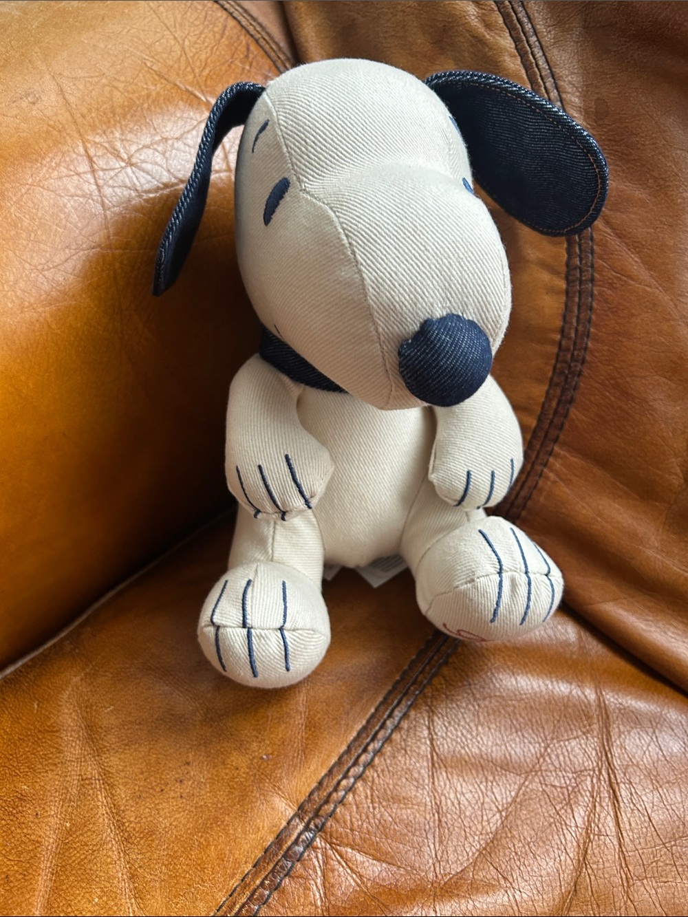 Aeropostale Snoopy Plush Beige & Navy Dog Toy - Soft Pet Plush